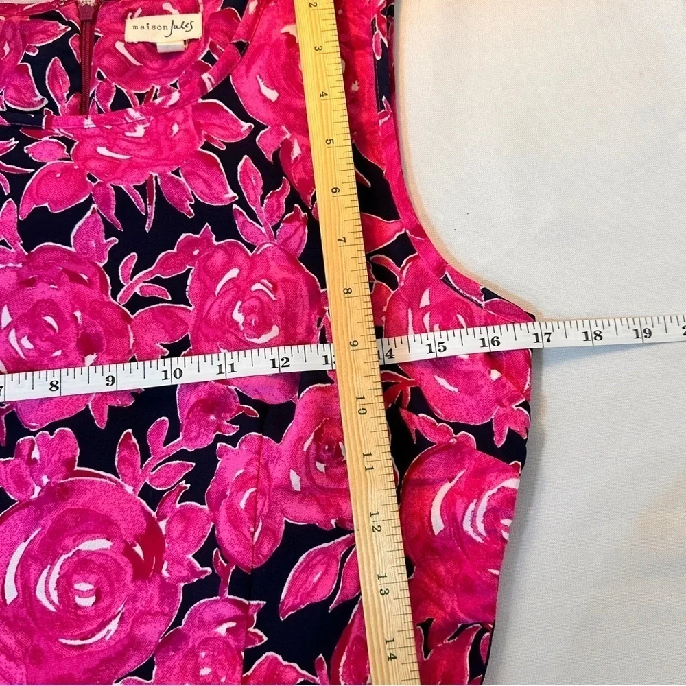 Maison Jules fit flare mini dress size small hot pink Fuscia navy blue Vacation - Picture 10 of 16